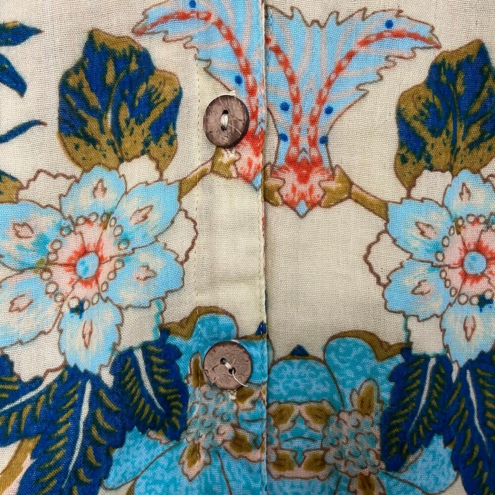 Soft Surroundings Bisonette Gauze Shirt Floral Cotton Button Down Size Large - Picture 8 of 13